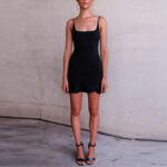 Celino Women's Ruffle Sleeveless Round Neck Black Sexy Mini Summer Dress - Image 4