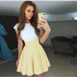 Celino Women's Yellow Color Cap Sleeve Slim Summer Wear Mini Skater Dress - Celino Corp.