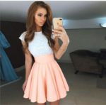 Celino Women's Orange Color Cap Sleeve Slim Summer Wear Mini Skater Dress - Image 2