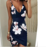 Celino Women's Blue Color V Neck Floral Printed Summer Mini Dress - Celino Corp.