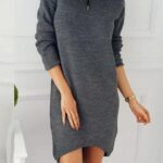 Celino Ladies Grey Spring Autumn Sexy Long Sleeve Crew Neck Knitted Midi Dress - Celino Corp.