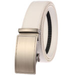 Silver Adjustable Ratchet Slide Buckle Belt for Men - Genuine Leather Automatic Belt with No - Celino Corp.