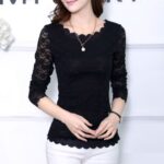 Black Women's Long Sleeve  Black Casual V-Neck Floral Printing T-Shirt Tops - Image 2