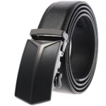 Black Adjustable Ratchet Slide Buckle Belt for Men - Genuine Leather Automatic Belt with No Holes - Celino Corp.