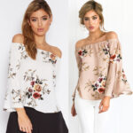 Tan Women's Long Sleeve  Black Casual V-Neck Floral Printing T-Shirt Tops - Image 2