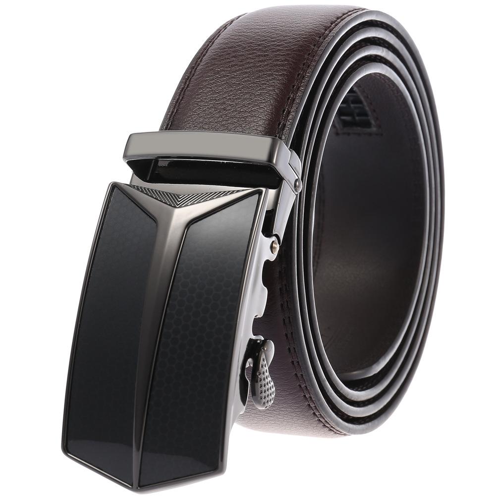 CEBL010 Black & Brown Adjustable Ratchet Slide Buckle Belt for Men - Genuine Leather Automatic Belt with - Image 1