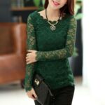 Green Women's Long Sleeve  Black Casual V-Neck Floral Printing T-Shirt Tops - Image 5