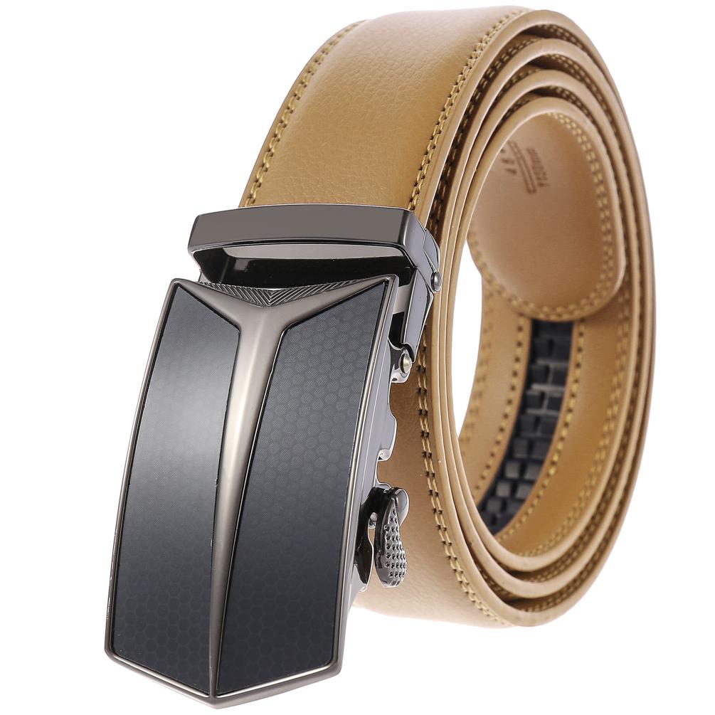 CEBL011 Black & Tan Adjustable Ratchet Slide Buckle Belt for Men - Genuine Leather Automatic Belt with No - Celino Corp.