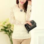 Beige Women's Long Sleeve  Black Casual V-Neck Floral Printing T-Shirt Tops