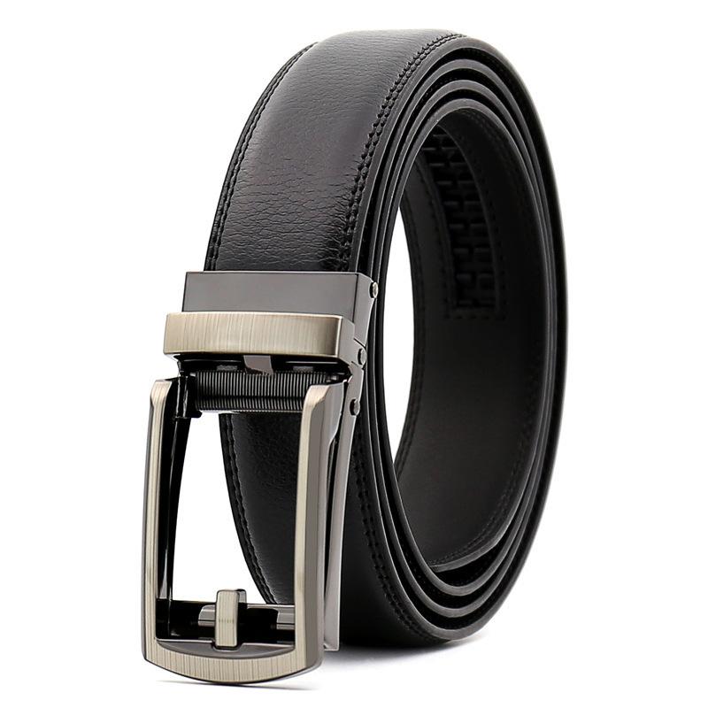 CEBL017 Black Gun Metal Adjustable Ratchet Slide Buckle Belt for Men - Genuine Leather Automatic Belt with - Celino Corp.