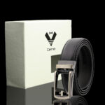 Black Gun Metal Adjustable Ratchet Slide Buckle Belt for Men - Genuine Leather Automatic Belt with - Celino Corp.