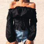 Black Women's Long Sleeve  Black Casual V-Neck Floral Printing T-Shirt Tops - Celino Corp.