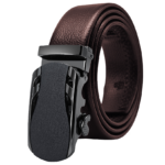 Black Matte Adjustable Ratchet Slide Buckle Belt for Men - Genuine Leather Automatic Belt with No - Celino Corp.