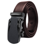 Black Matte Adjustable Ratchet Slide Buckle Belt for Men - Genuine Leather Automatic Belt with No - Celino Corp.