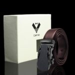 Black Matte Adjustable Ratchet Slide Buckle Belt for Men - Genuine Leather Automatic Belt with No - Celino Corp.
