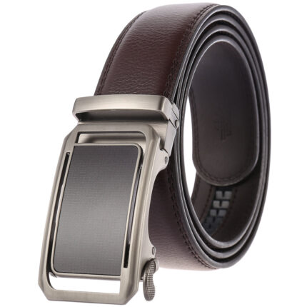 Celino Brown 100% Leather Belt Adjustable Ratchet Slide Buckle One Size Fits All