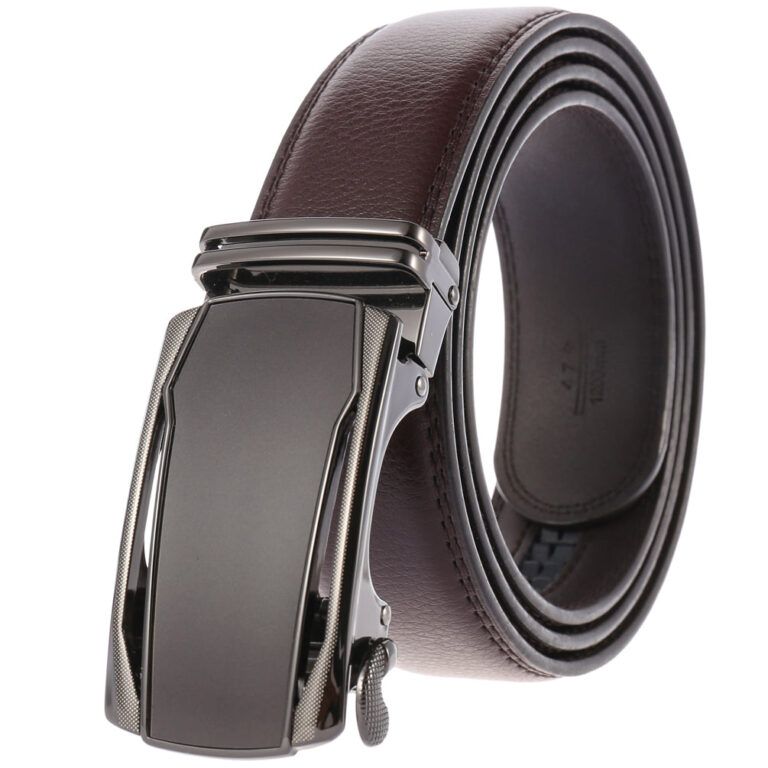 Celino Brown 100% Leather Belt Adjustable Ratchet Slide Buckle One Size Fits All - Celino Corp.