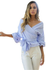 Blue Women's Long Sleeve  Black Casual V-Neck Floral Printing T-Shirt Tops - Image 3
