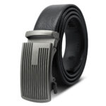 Celino Black 100% Leather Belt Adjustable Ratchet Slide Buckle One Size Fits All