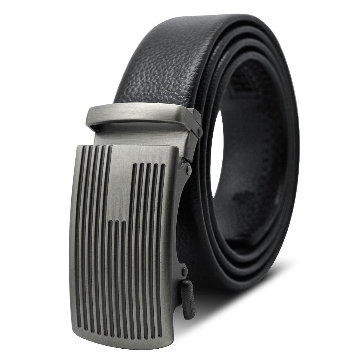 CEBL027 Celino Black 100% Leather Belt Adjustable Ratchet Slide Buckle One Size Fits All - Image 1