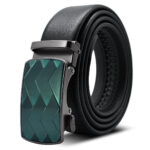 Black Adjustable Ratchet Slide Buckle Belt for Men - Genuine Leather Automatic Belt with No Holes - Celino Corp.