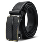 Black & Gold Adjustable Ratchet Slide Buckle Belt for Men - Genuine Leather Automatic Belt with No - Celino Corp.