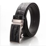Black Alligator Adjustable Ratchet Slide Buckle Belt for Men - Genuine Leather Automatic Belt with - Celino Corp.