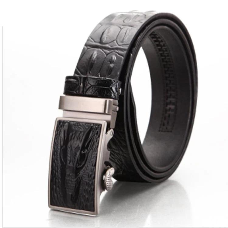 Black Alligator Adjustable Ratchet Slide Buckle Belt for Men - Genuine Leather Automatic Belt with - Celino Corp.