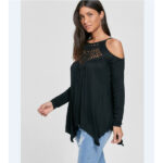 Black Women's Long Sleeve  Black Casual V-Neck Floral Printing T-Shirt Tops - Image 2