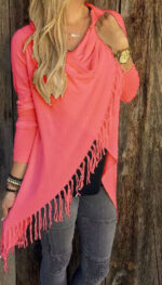Pink Women's Long Sleeve  Black Casual V-Neck Floral Printing T-Shirt Tops - Celino Corp.