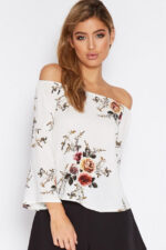White Women's Long Sleeve  Black Casual V-Neck Floral Printing T-Shirt Tops - Image 4