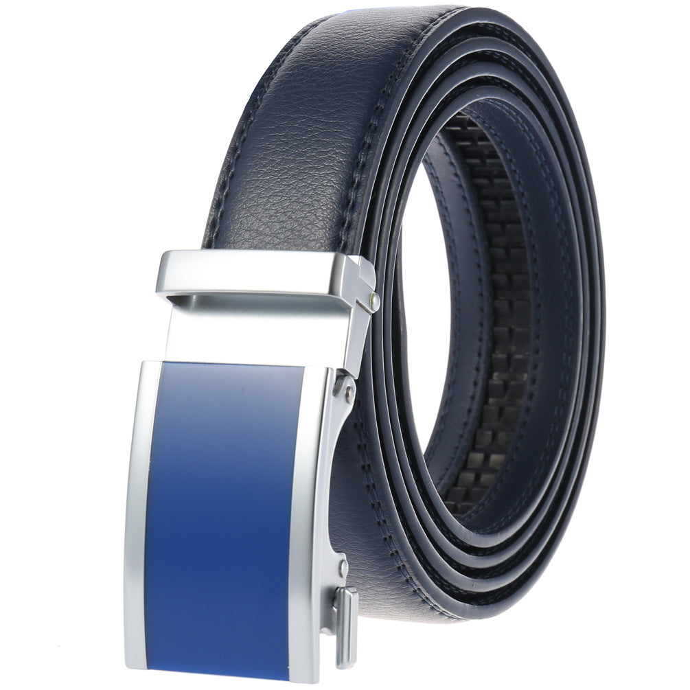 CEBL043 100% Genuine Leather Adjustable Ratchet Slide Buckle Belt One Size Fits All - Image 1