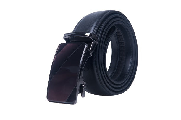 Celino Black 100% Leather Belt Adjustable Ratchet Slide Buckle One Size Fits All - Celino Corp.