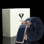 Black & Gold Adjustable Ratchet Slide Buckle Belt for Men - Genuine Leather Automatic Belt with No - Celino Corp.