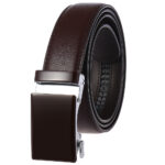 Celino Brown 100% Leather Belt Adjustable Ratchet Slide Buckle One Size Fits All - Celino Corp.