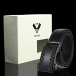 Black Buckle & Black Belt Adjustable Ratchet Slide Buckle Belt for Men - Genuine Leather Automatic - Celino Corp.