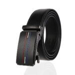 Black Buckle & Black Belt Adjustable Ratchet Slide Buckle Belt for Men - Genuine Leather Automatic - Celino Corp.
