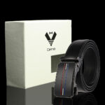Black Buckle & Black Belt Adjustable Ratchet Slide Buckle Belt for Men - Genuine Leather Automatic - Celino Corp.