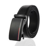Black Buckle & Black Belt Adjustable Ratchet Slide Buckle Belt for Men - Genuine Leather Automatic - Celino Corp.