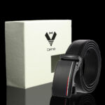 Black Buckle & Black Belt Adjustable Ratchet Slide Buckle Belt for Men - Genuine Leather Automatic - Celino Corp.