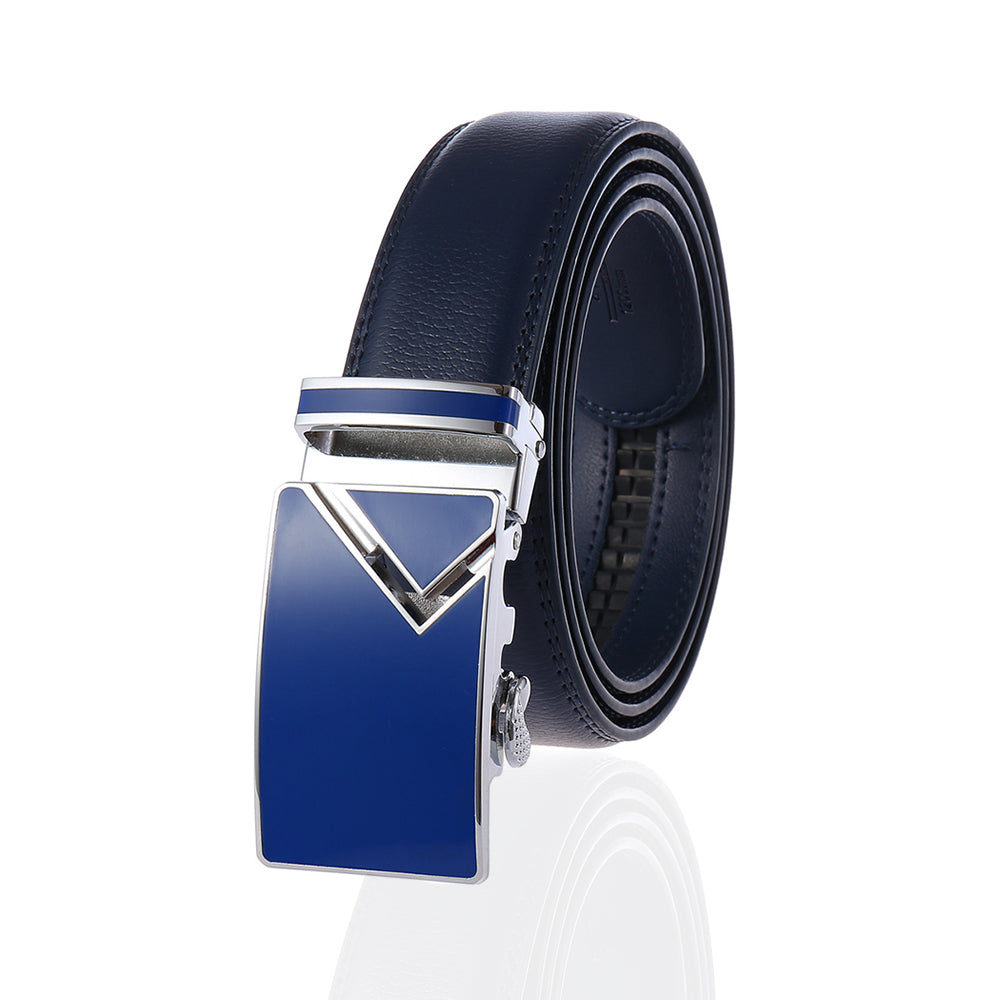 CEBL059 100% Genuine Leather Adjustable Ratchet Slide Buckle Belt One Size Fits All - Image 1