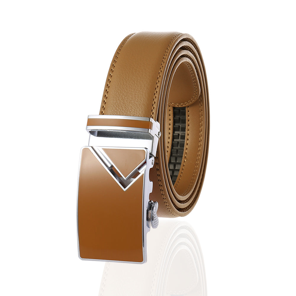 CEBL060 100% Genuine Leather Adjustable Ratchet Slide Buckle Belt One Size Fits All - Image 1