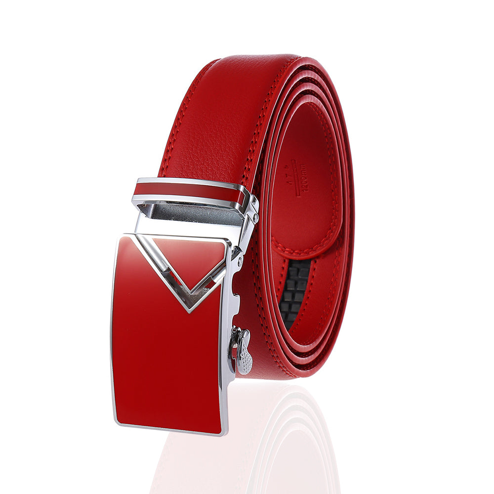 CEBL061 100% Genuine Leather Adjustable Ratchet Slide Buckle Belt One Size Fits All - Image 1