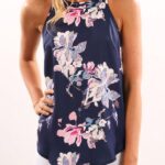 Women's Long Sleeve  Black Casual V-Neck Floral Printing T-Shirt Tops - Celino Corp.