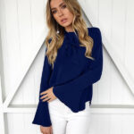 Women's Multicolor Long Sleeve Casual V-Neck Floral Printing T-Shirt Tops