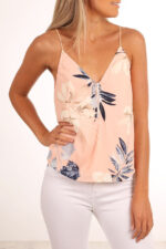 Women's Multicolor Half Sleeve Casual V-Neck Floral Printing T-Shirt Tops - Image 2