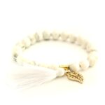 Stone Beads Bracelet Men Women Unisex Wristband White Wealth and Good Luck Women Bracelet