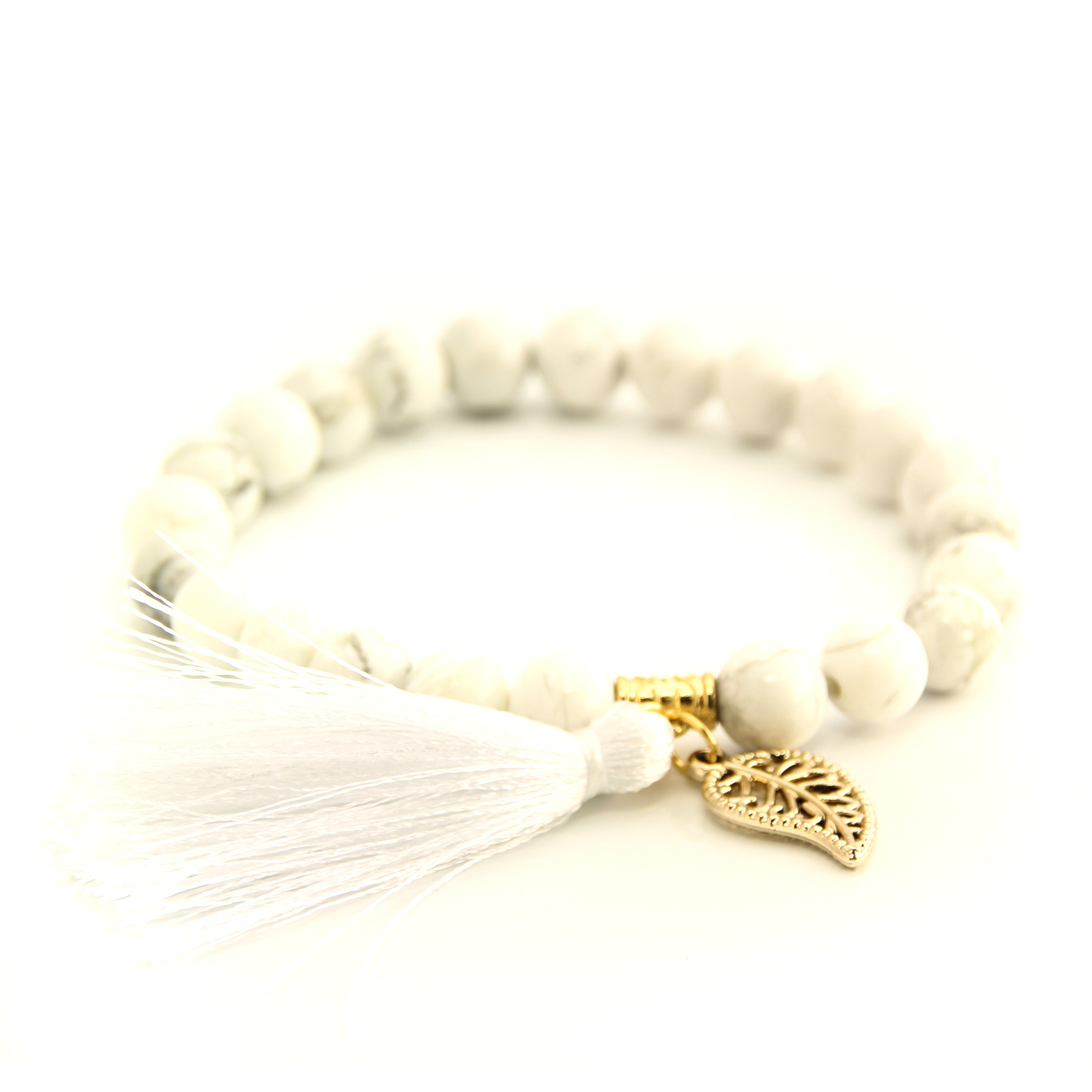 CEBR001 Stone Beads Bracelet Men Women Unisex Wristband White Wealth and Good Luck Women Bracelet - Image 1
