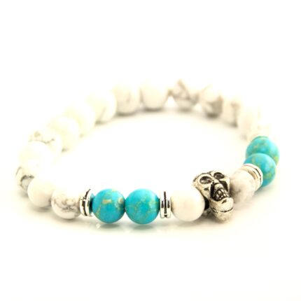 Stone Beads Bracelet Men Women Unisex Wristband White and Blue Wealth and Good Luck Women Bracelet