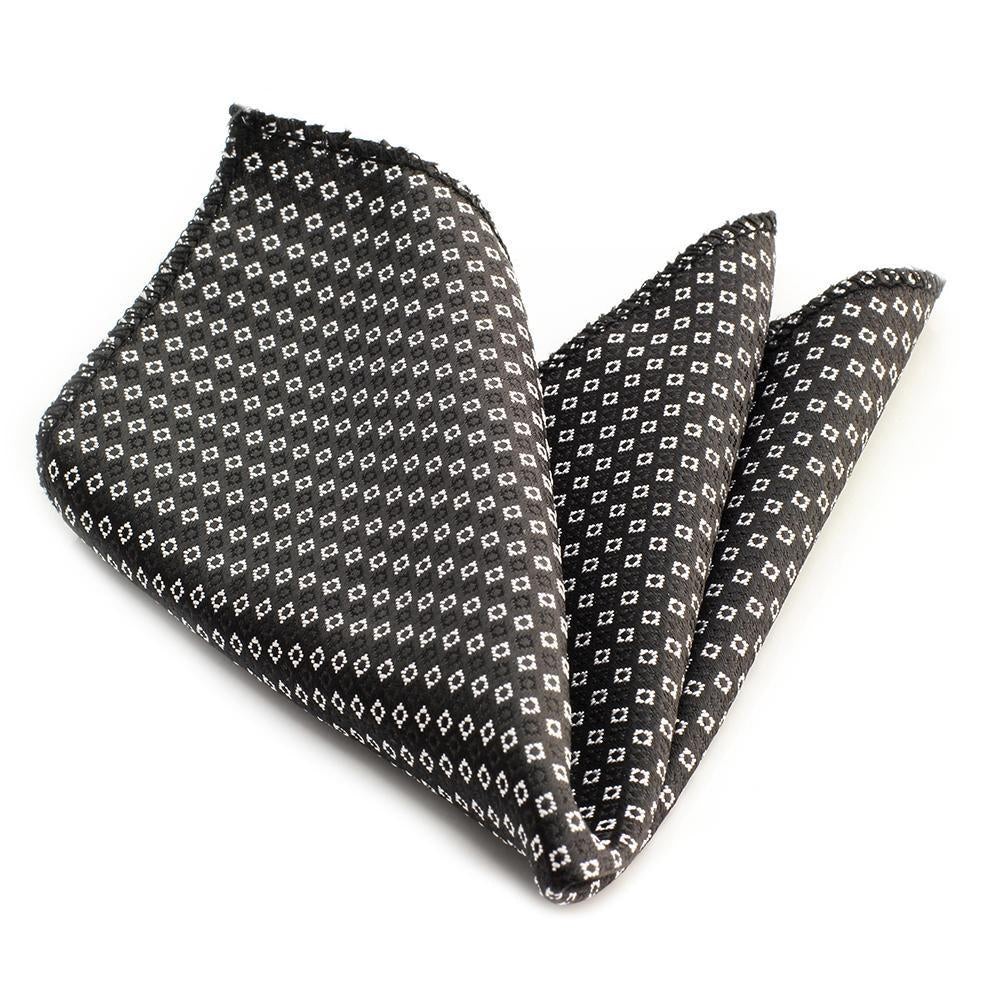 CEHA001 Black Squares Pocket Square for Men - Premium Silk Handkerchiefs for Suits - Celino Corp.